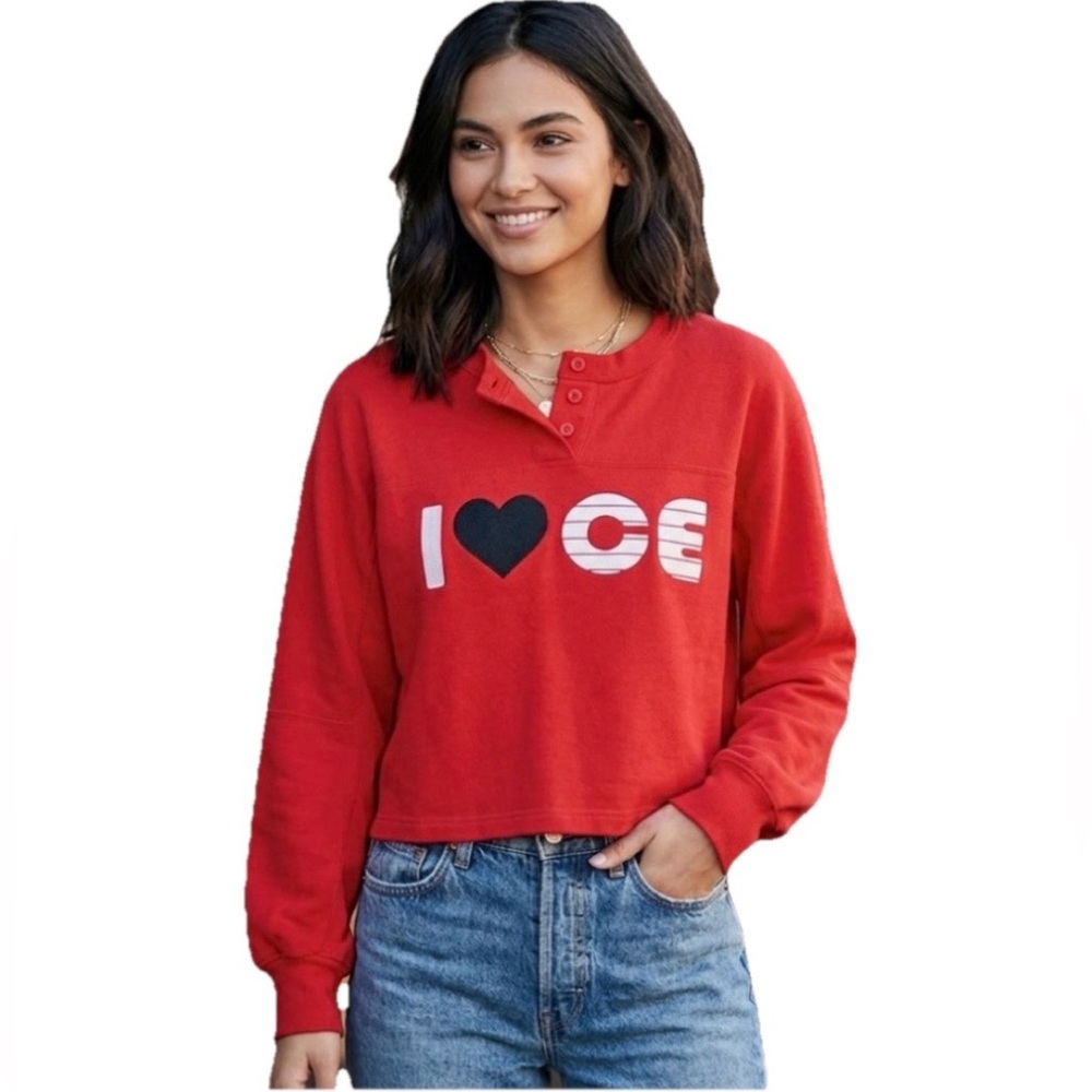 Current Elliott I Love Current Elliot Women’s Red Cotton Sweater Size Small